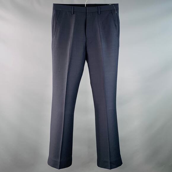 DRIES VAN NOTEN Size 28 Navy Mohair Wool Flat Front Dress Pants - Picture 1 of 4